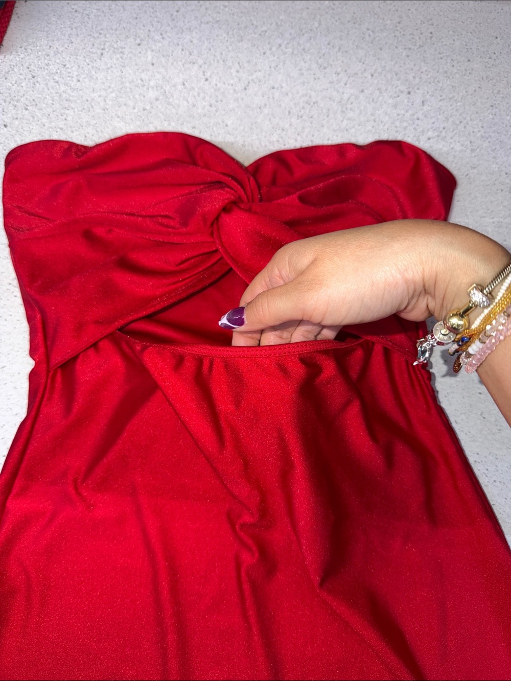 Windsor Strapless Red Twist-Front Dress